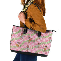 Lokelani Pink Palaka Hula Girls Seamless Hawaii Aloha Leather Tote Bag - Polynesian Pride