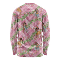 Lokelani Pink Palaka Hula Girls Seamless Hawaii Aloha Long Sleeve Shirt LT7 - Polynesian Pride