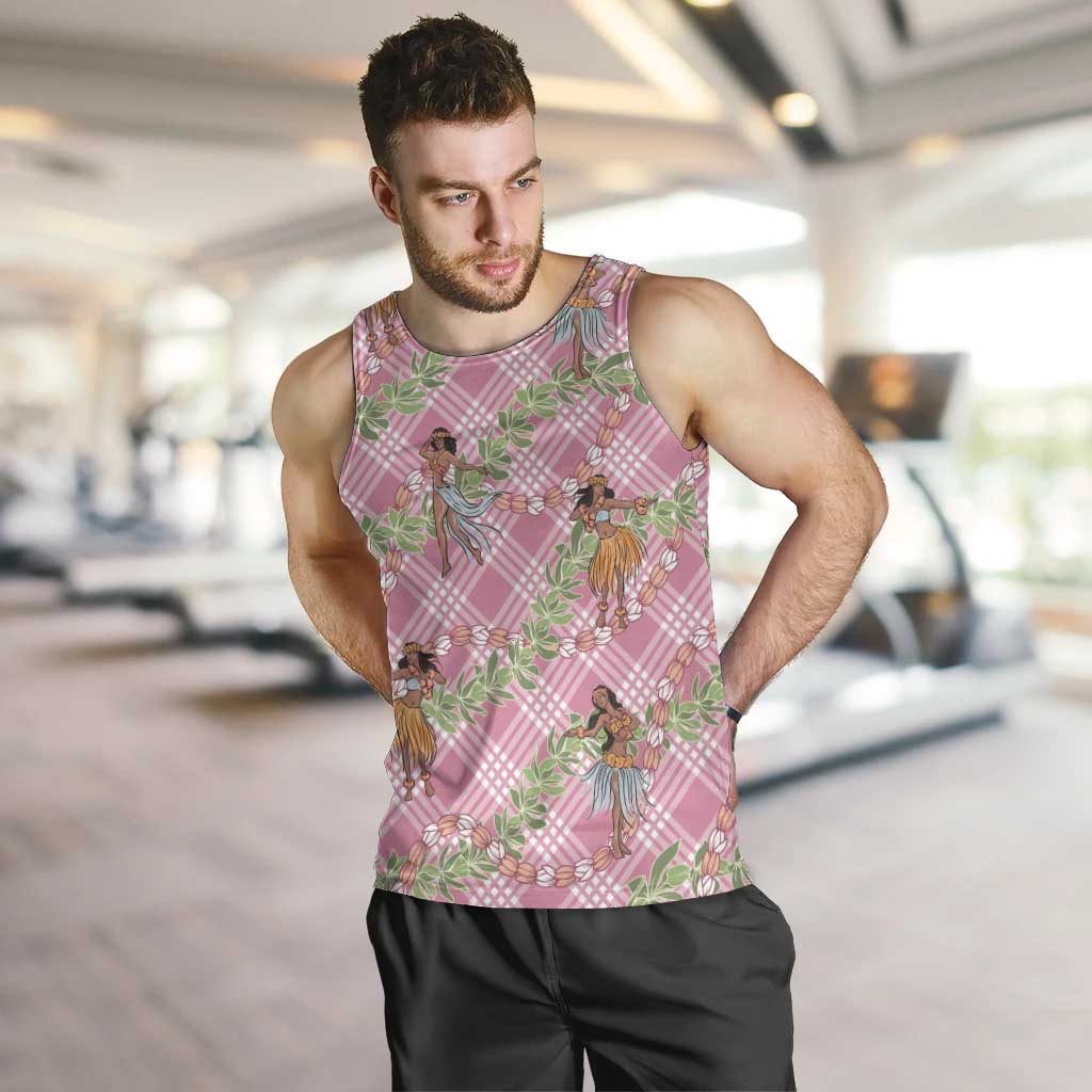Lokelani Pink Palaka Hula Girls Seamless Hawaii Aloha Men Tank Top - Polynesian Pride