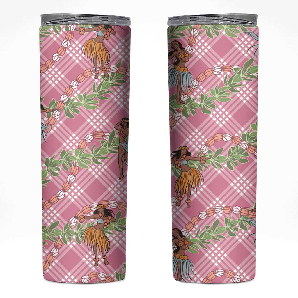 Lokelani Pink Palaka Hula Girls Seamless Hawaii Aloha Skinny Tumbler LT7 Pink - Polynesian Pride