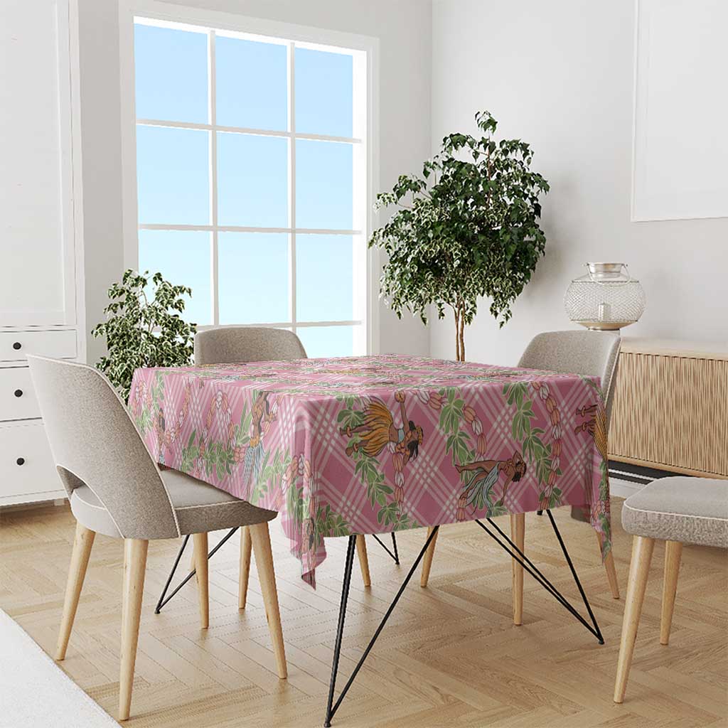 Lokelani Pink Palaka Hula Girls Seamless Hawaii Aloha Tablecloth - Polynesian Pride