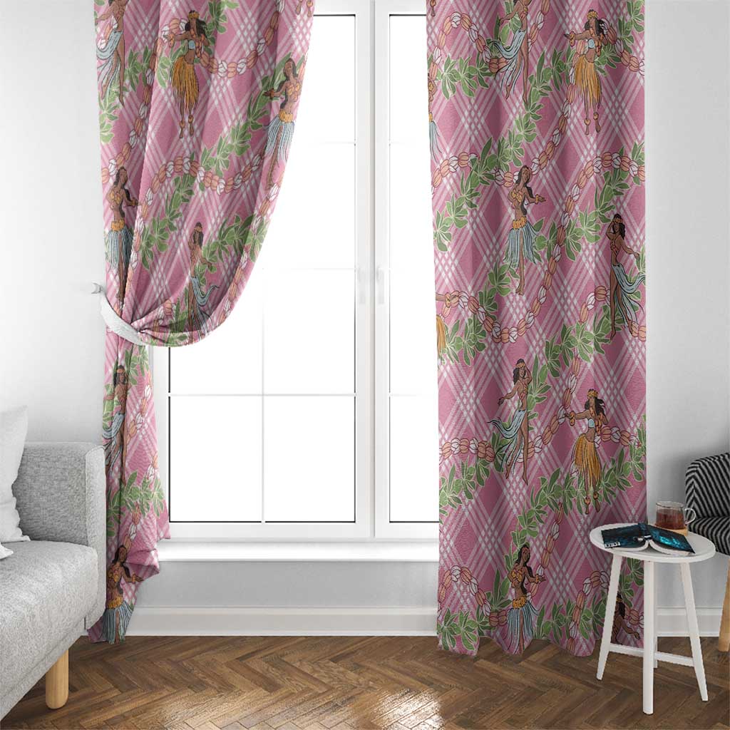 Lokelani Pink Palaka Hula Girls Seamless Hawaii Aloha Window Curtain - Polynesian Pride