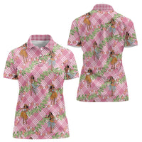 Lokelani Pink Palaka Hula Girls Seamless Hawaii Aloha Women Polo Shirt - Polynesian Pride