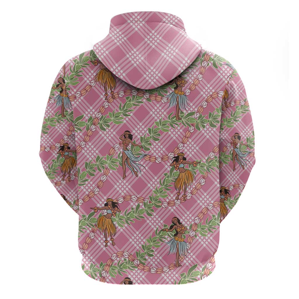 Lokelani Pink Palaka Hula Girls Seamless Hawaii Aloha Zip Hoodie - Polynesian Pride