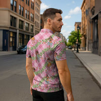 Lokelani Pink Palaka Hula Girls Seamless Hawaii Aloha Zipper Polo Shirt - Polynesian Pride