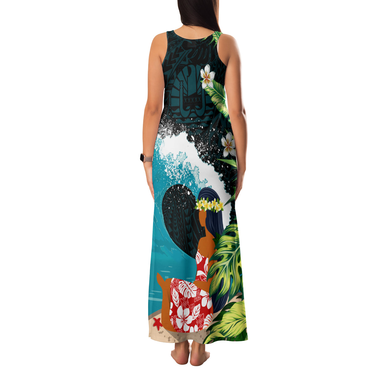Tahiti Ia Orana Family Matching Tank Maxi Dress and Hawaiian Shirt Tahitian Vahine LT7 - Polynesian Pride