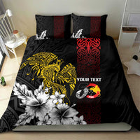 Personalized Papua New Guinea 50th Independence Anniversary Bedding Set Oro Tapa Mix Plumeria