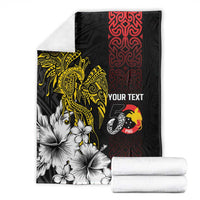 Personalized Papua New Guinea 50th Independence Anniversary Blanket Oro Tapa Mix Plumeria