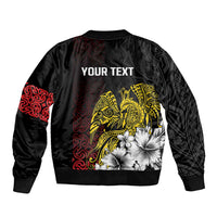 Personalized Papua New Guinea 50th Independence Anniversary Bomber Jacket Oro Tapa Mix Plumeria