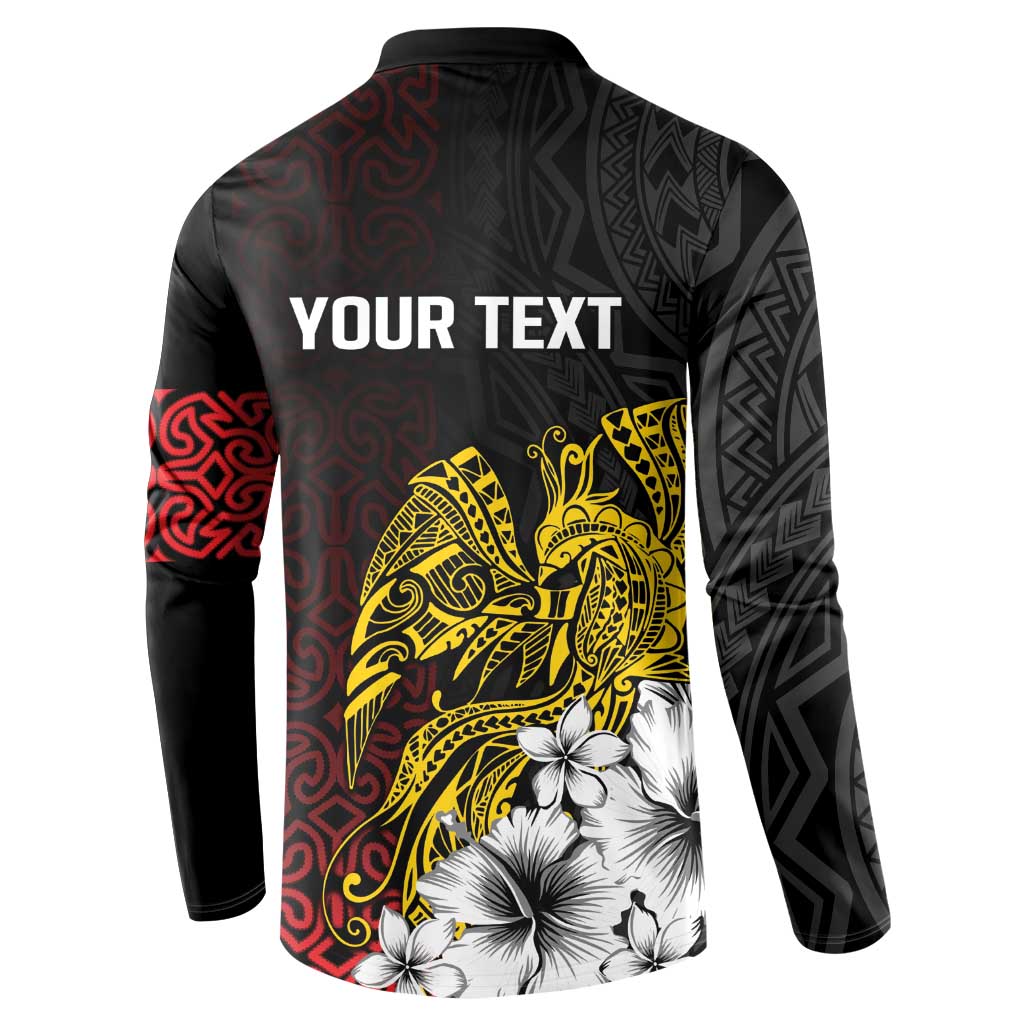 Personalized Papua New Guinea 50th Independence Anniversary Button Sweatshirt Oro Tapa Mix Plumeria