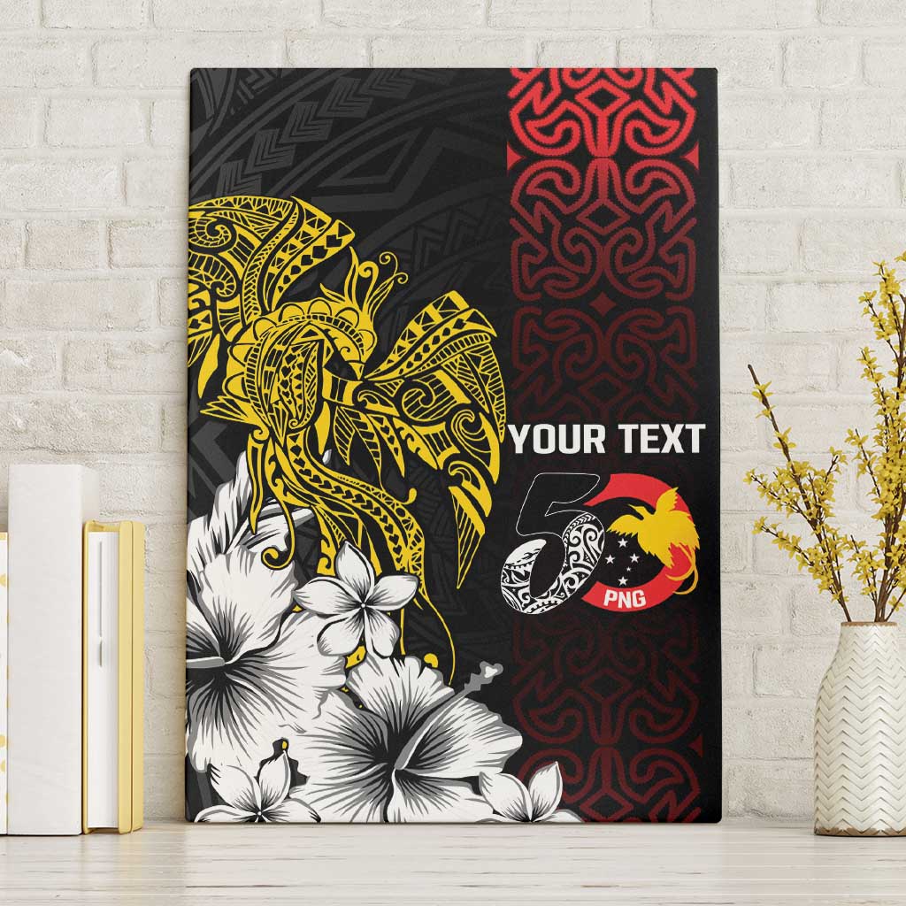 Personalized Papua New Guinea 50th Independence Anniversary Canvas Wall Art Oro Tapa Mix Plumeria
