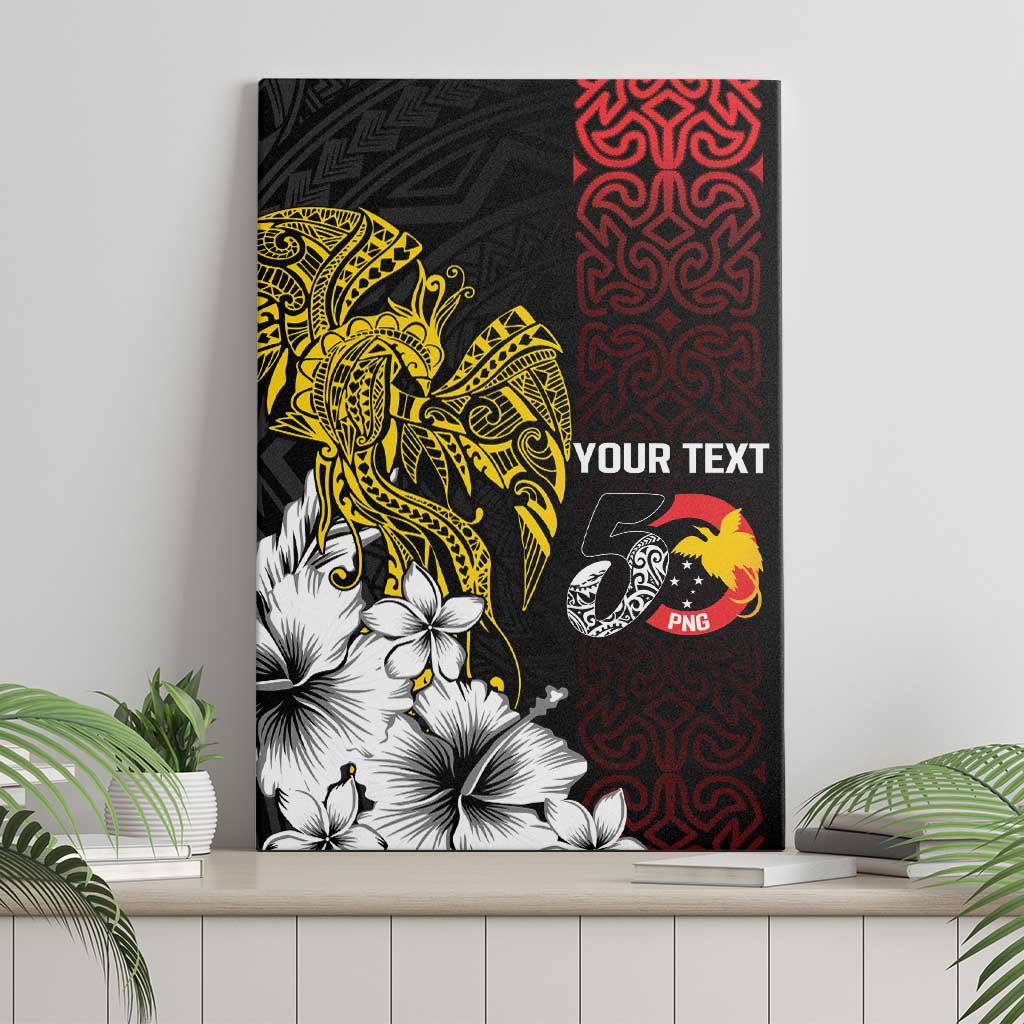 Personalized Papua New Guinea 50th Independence Anniversary Canvas Wall Art Oro Tapa Mix Plumeria