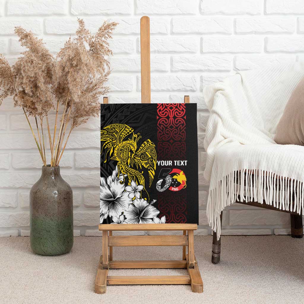 Personalized Papua New Guinea 50th Independence Anniversary Canvas Wall Art Oro Tapa Mix Plumeria