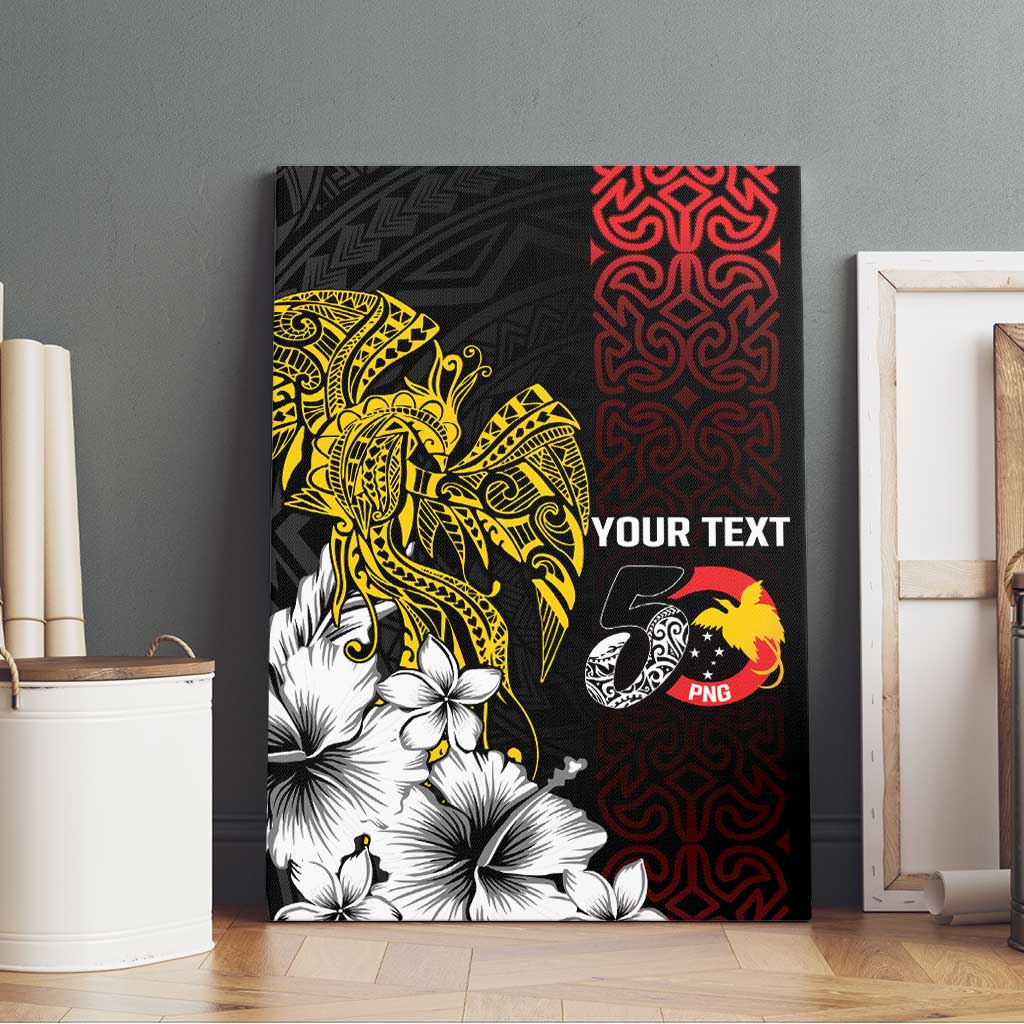 Personalized Papua New Guinea 50th Independence Anniversary Canvas Wall Art Oro Tapa Mix Plumeria