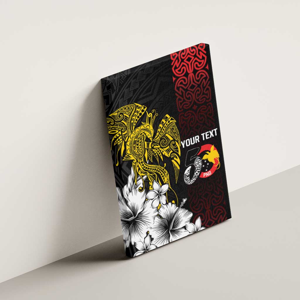 Personalized Papua New Guinea 50th Independence Anniversary Canvas Wall Art Oro Tapa Mix Plumeria