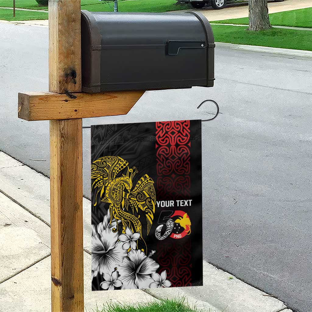 Personalized Papua New Guinea 50th Independence Anniversary Garden Flag Oro Tapa Mix Plumeria