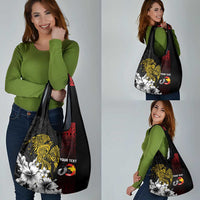 Personalized Papua New Guinea 50th Independence Anniversary Grocery Bag Oro Tapa Mix Plumeria