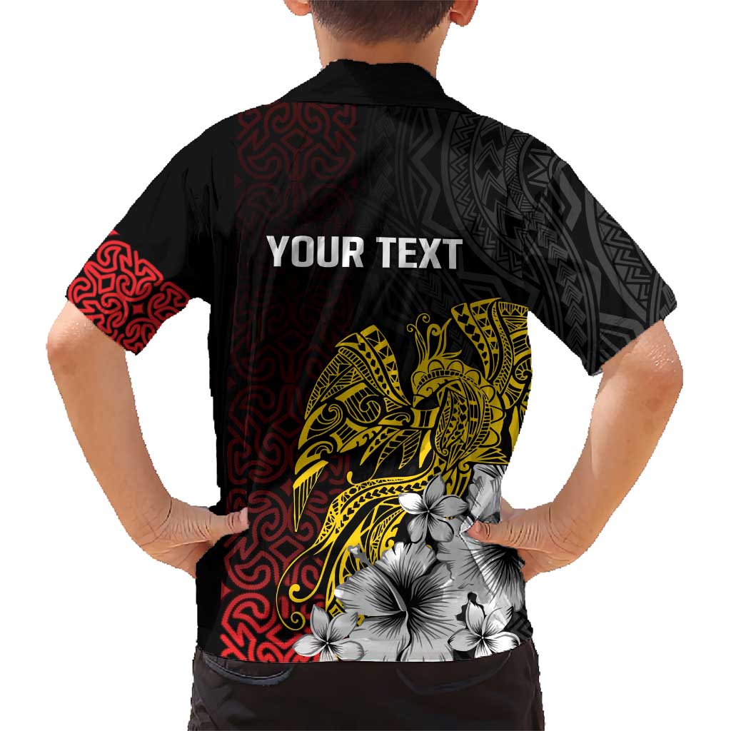 Personalized Papua New Guinea 50th Independence Anniversary Kid Hawaiian Shirt Oro Tapa Mix Plumeria