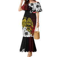 Personalized Papua New Guinea 50th Independence Anniversary Mermaid Dress Oro Tapa Mix Plumeria