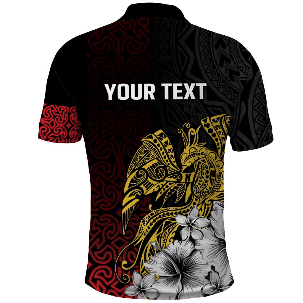 Personalized Papua New Guinea 50th Independence Anniversary Polo Shirt Oro Tapa Mix Plumeria LT7 - Polynesian Pride