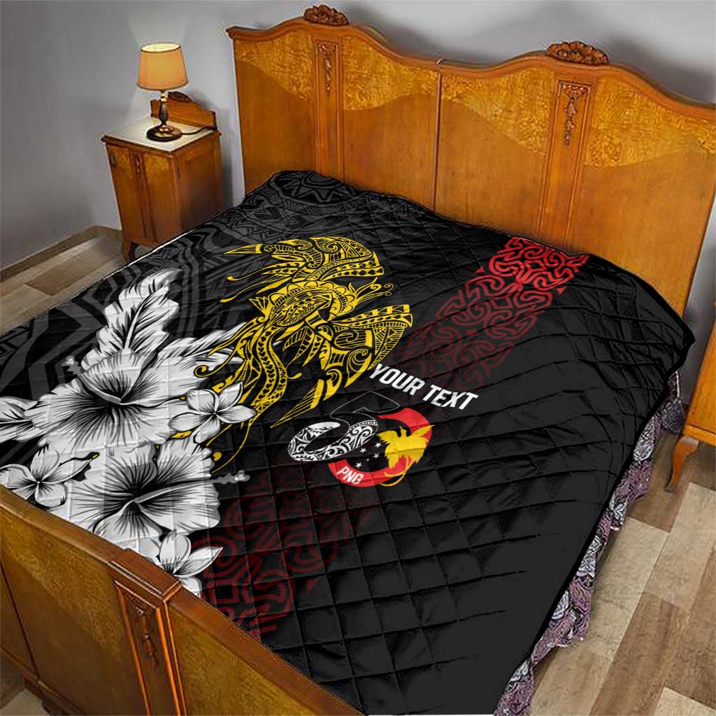 Personalized Papua New Guinea 50th Independence Anniversary Quilt Oro Tapa Mix Plumeria