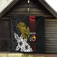 Personalized Papua New Guinea 50th Independence Anniversary Quilt Oro Tapa Mix Plumeria