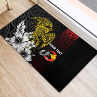 Personalized Papua New Guinea 50th Independence Anniversary Rubber Doormat Oro Tapa Mix Plumeria