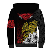 Personalized Papua New Guinea 50th Independence Anniversary Sherpa Hoodie Oro Tapa Mix Plumeria