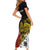 Personalized Papua New Guinea 50th Independence Anniversary Short Sleeve Bodycon Dress Oro Tapa Mix Plumeria