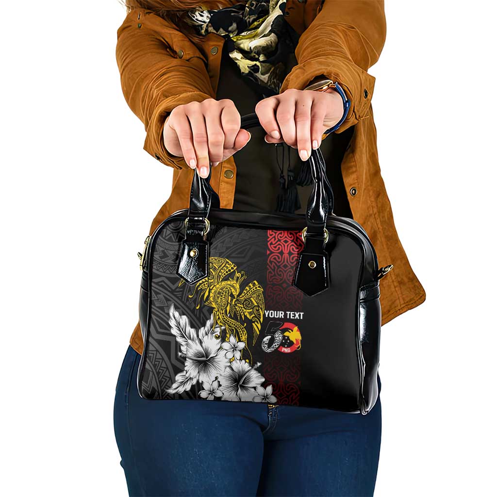Personalized Papua New Guinea 50th Independence Anniversary Shoulder Handbag Oro Tapa Mix Plumeria