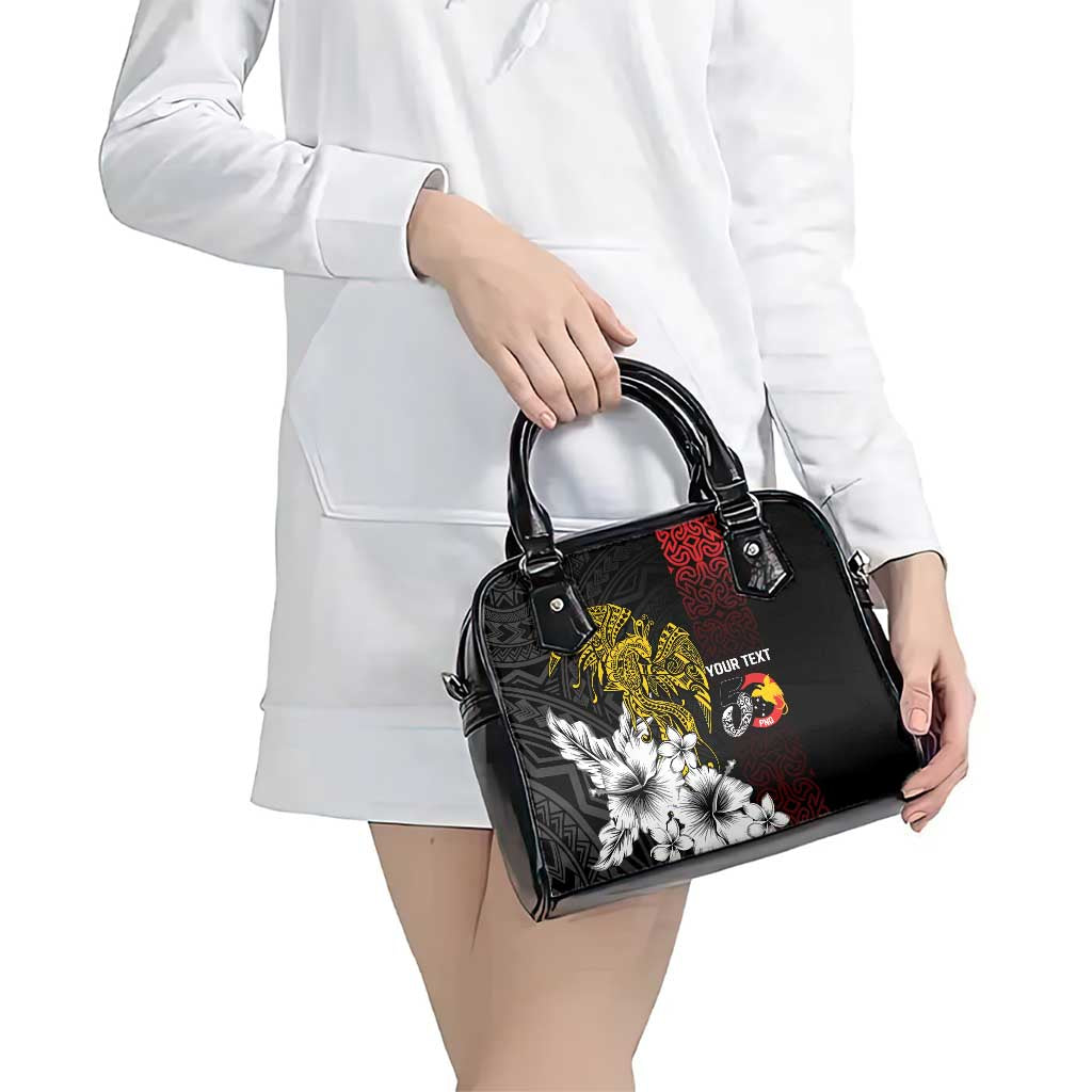 Personalized Papua New Guinea 50th Independence Anniversary Shoulder Handbag Oro Tapa Mix Plumeria