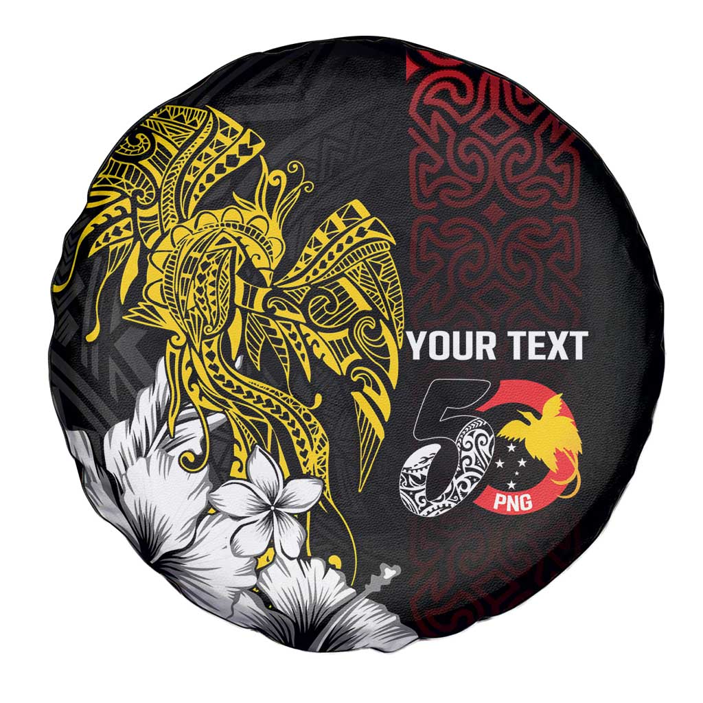 Personalized Papua New Guinea 50th Independence Anniversary Spare Tire Cover Oro Tapa Mix Plumeria
