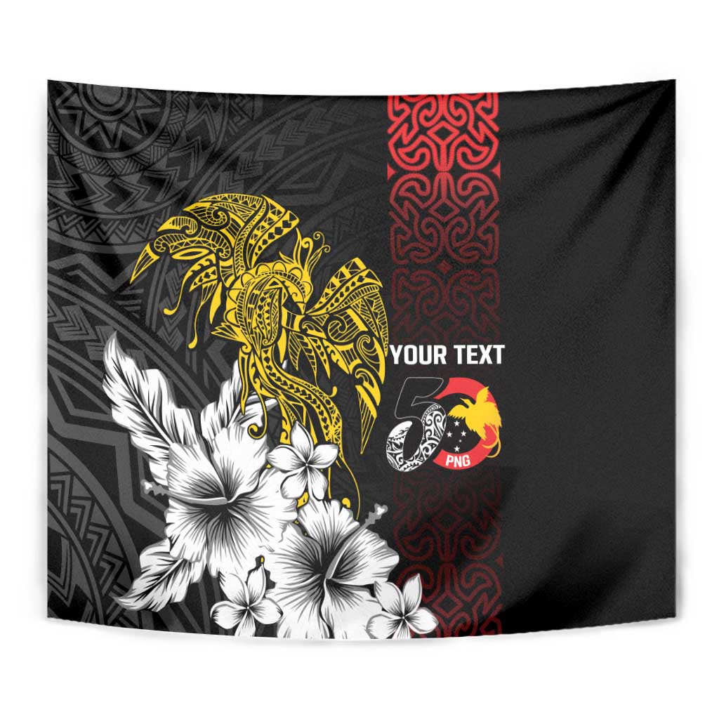 Personalized Papua New Guinea 50th Independence Anniversary Tapestry Oro Tapa Mix Plumeria