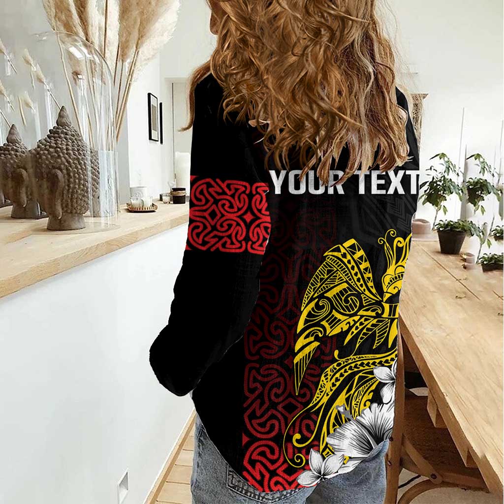 Personalized Papua New Guinea 50th Independence Anniversary Women Casual Shirt Oro Tapa Mix Plumeria