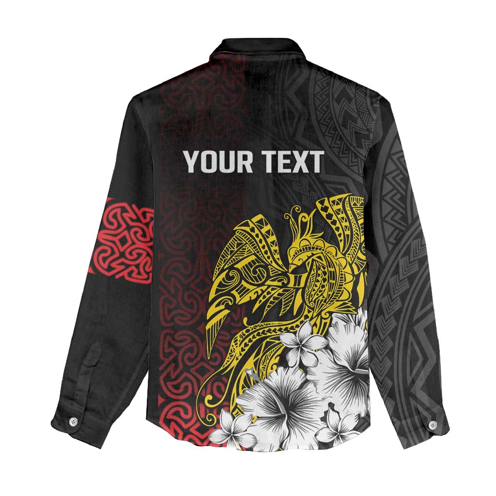 Personalized Papua New Guinea 50th Independence Anniversary Women Casual Shirt Oro Tapa Mix Plumeria