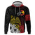 Personalized Papua New Guinea 50th Independence Anniversary Zip Hoodie Oro Tapa Mix Plumeria