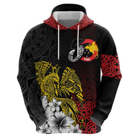 Personalized Papua New Guinea 50th Independence Anniversary Zip Hoodie Oro Tapa Mix Plumeria