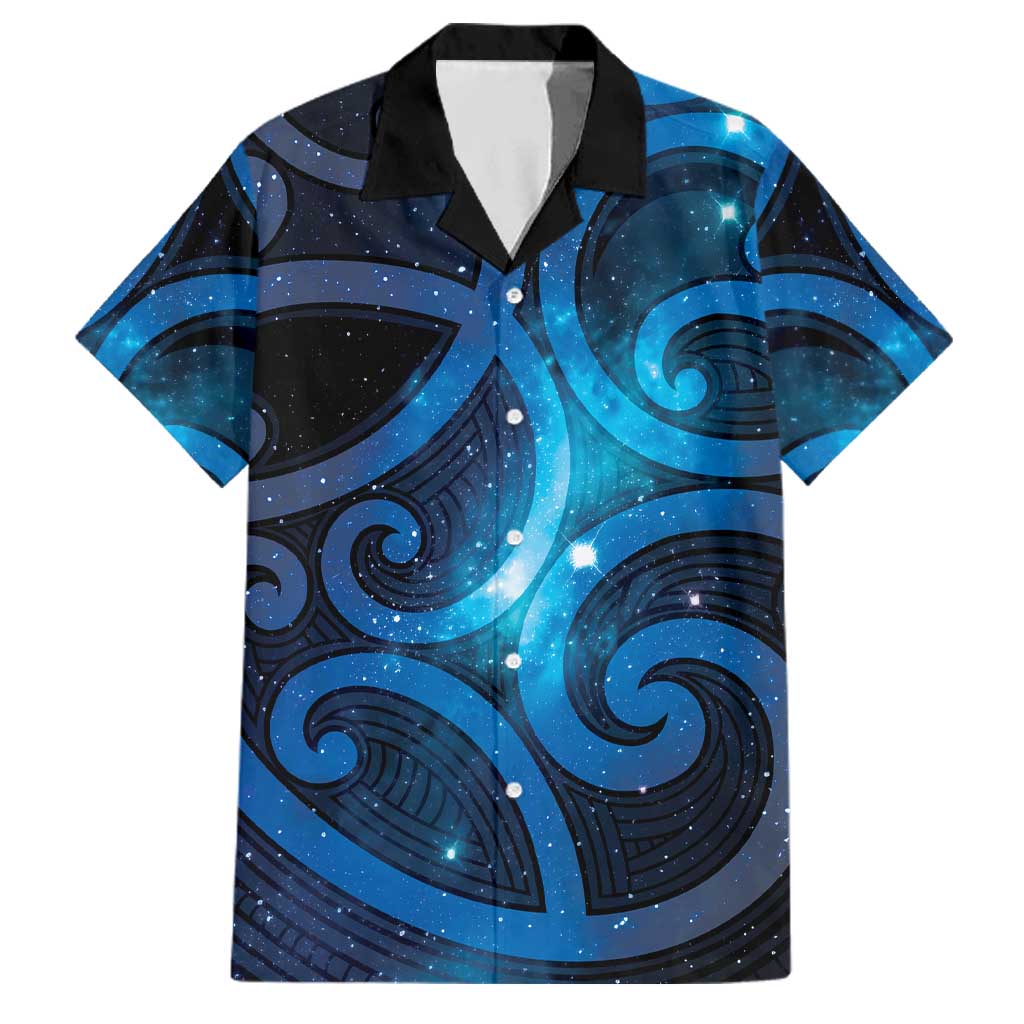 New Zealand Maori Matariki Family Matching Mermaid Dress and Hawaiian Shirt Galaxy Kowhaiwhai LT7 Dad's Shirt - Short Sleeve Galaxy - Polynesian Pride
