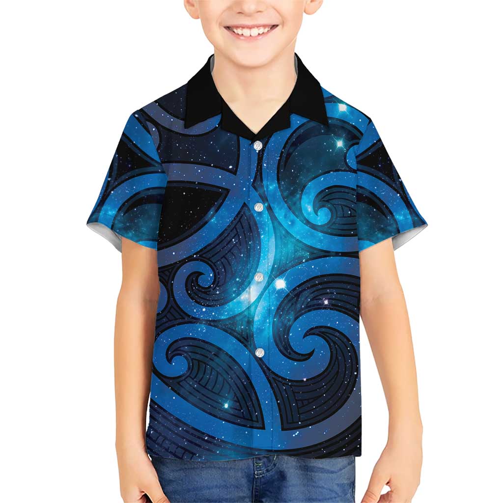 New Zealand Maori Matariki Family Matching Mermaid Dress and Hawaiian Shirt Galaxy Kowhaiwhai LT7 Son's Shirt Galaxy - Polynesian Pride