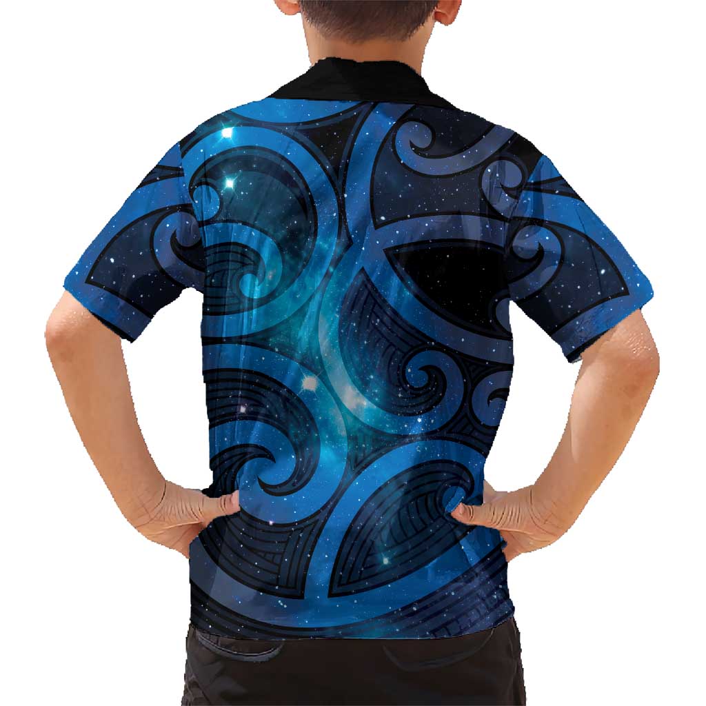 New Zealand Maori Matariki Family Matching Off Shoulder Short Dress and Hawaiian Shirt Galaxy Kowhaiwhai LT7 - Polynesian Pride