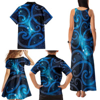 New Zealand Maori Matariki Family Matching Tank Maxi Dress and Hawaiian Shirt Galaxy Kowhaiwhai LT7 - Polynesian Pride