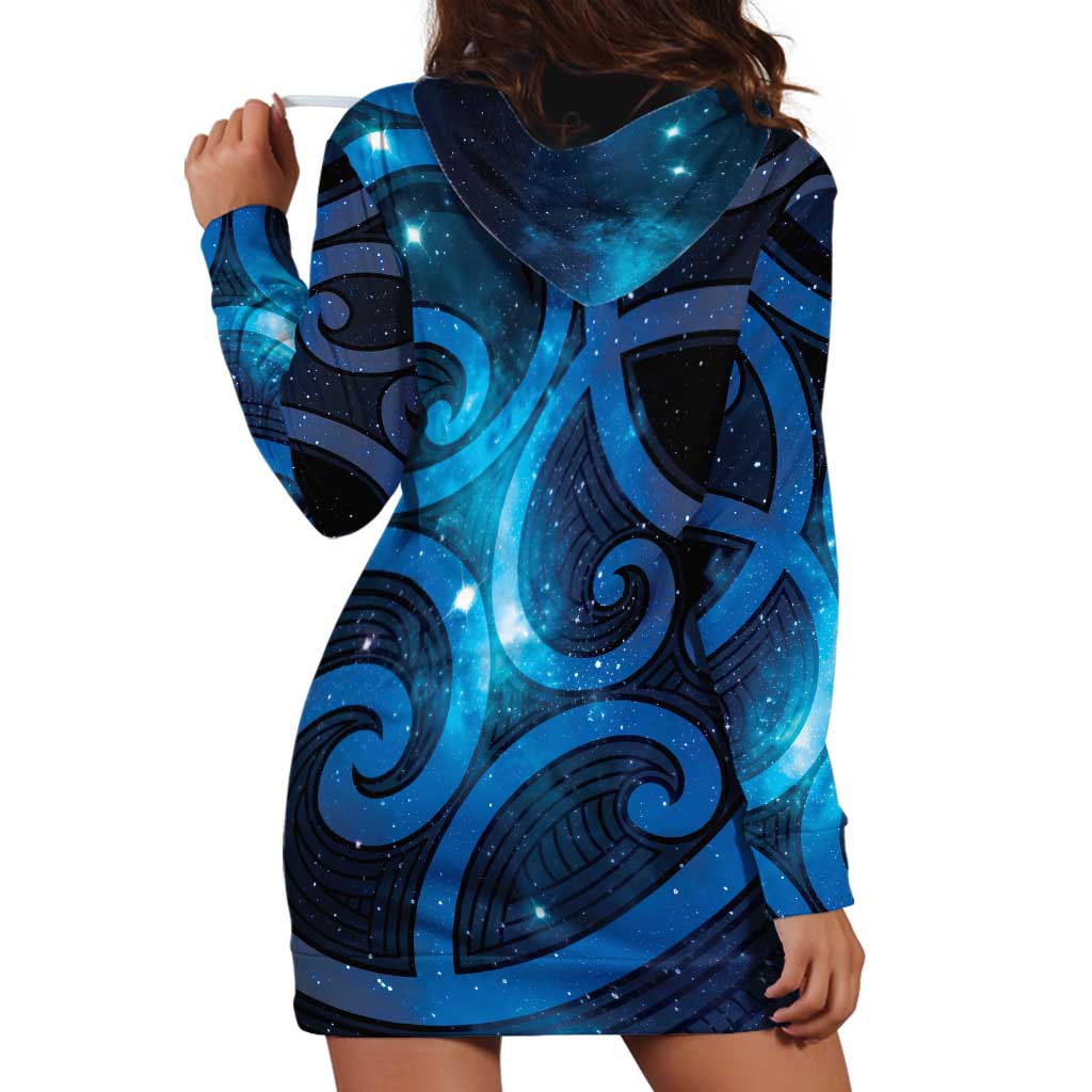 New Zealand Maori Matariki Hoodie Dress Galaxy Kowhaiwhai LT7 - Polynesian Pride