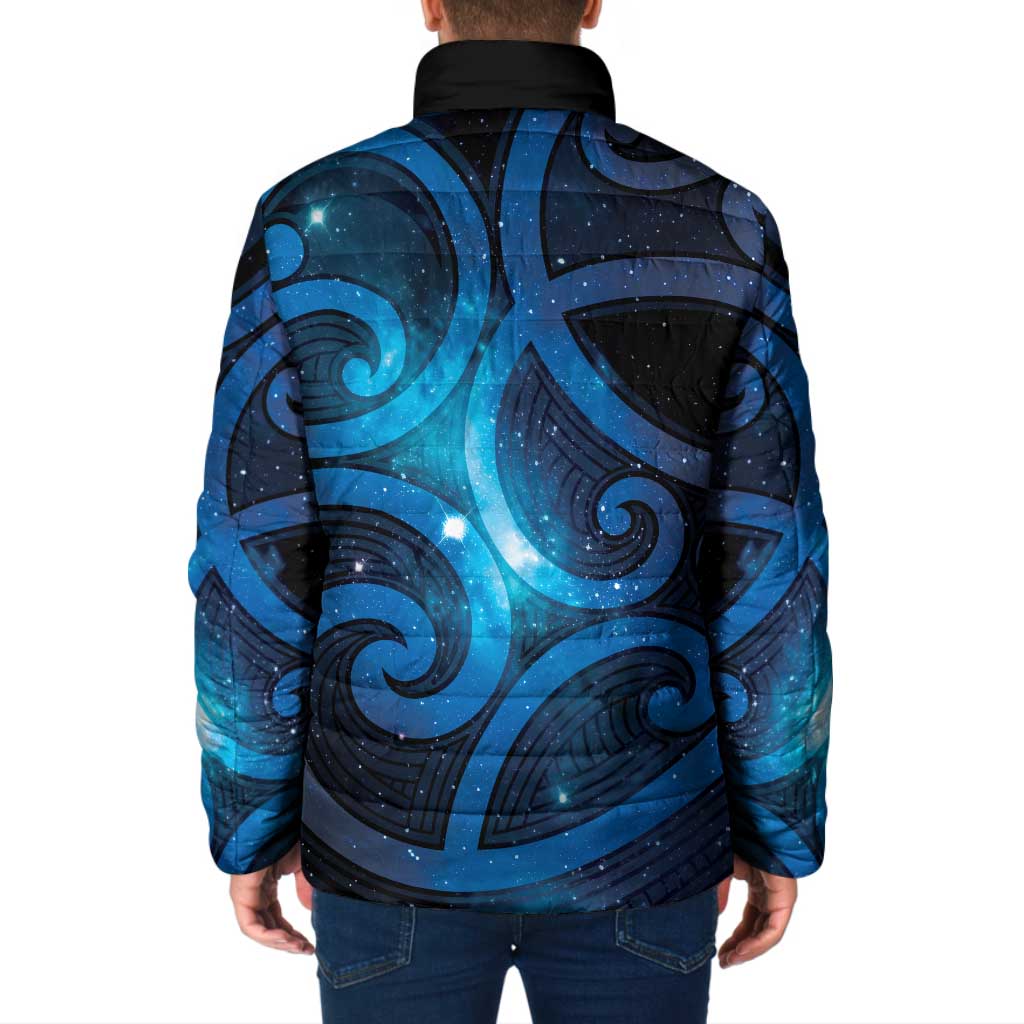 New Zealand Maori Matariki Padded Jacket Galaxy Kowhaiwhai