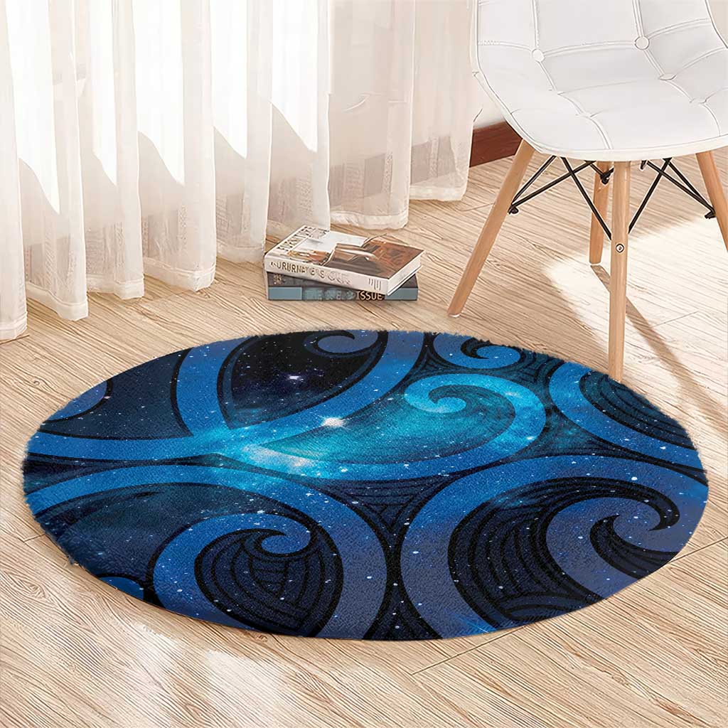 New Zealand Maori Matariki Round Carpet Galaxy Kowhaiwhai