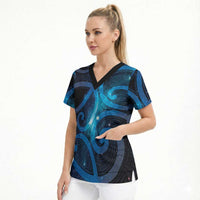 New Zealand Maori Matariki Scrub Top Galaxy Kowhaiwhai