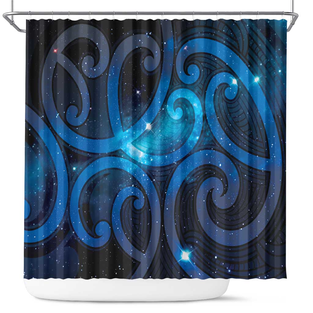 New Zealand Maori Matariki Shower Curtain Galaxy Kowhaiwhai