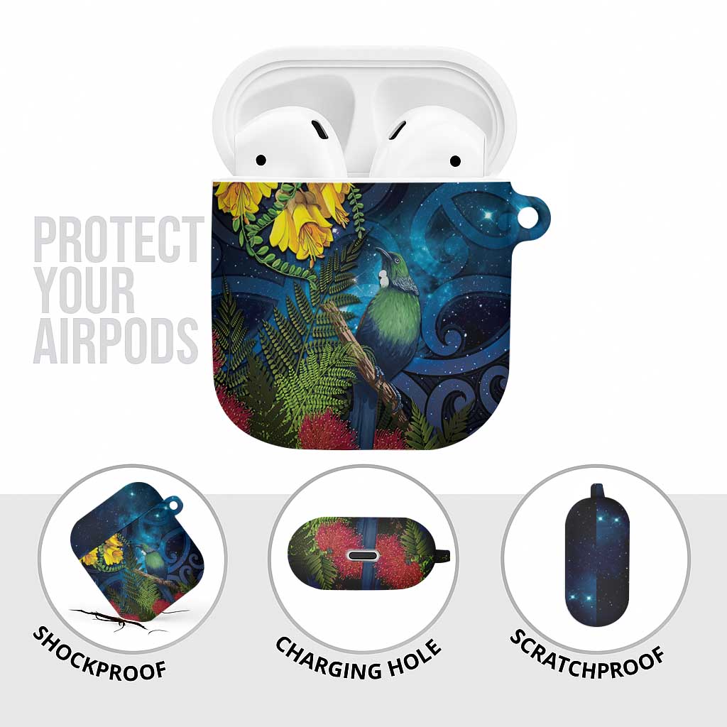 Tui Bird New Zealand Starry Sky AirPods Case Maori Koru