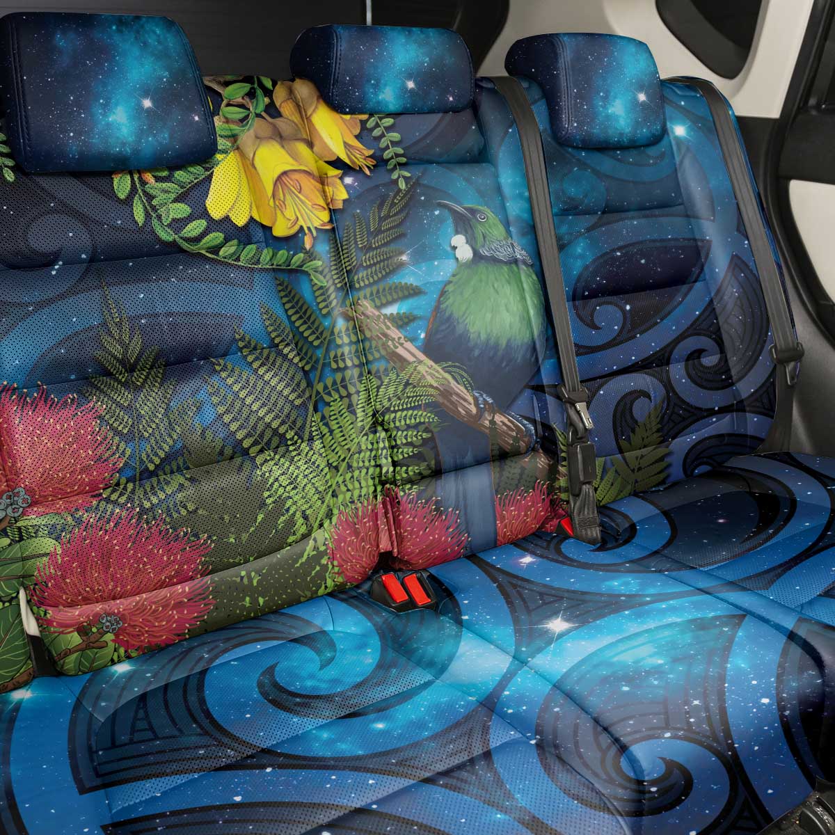 Tui Bird New Zealand Starry Sky Back Car Seat Cover Maori Koru