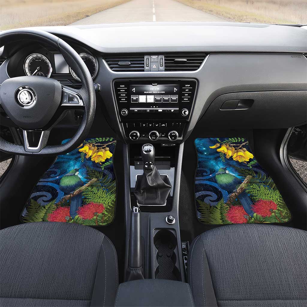 Tui Bird New Zealand Starry Sky Car Mats Maori Koru