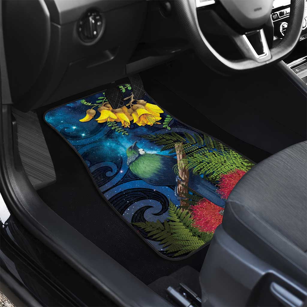 Tui Bird New Zealand Starry Sky Car Mats Maori Koru